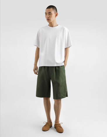 Dolce & Gabbana Bermudas de tela de lino Verde GP0T1TFU4MC