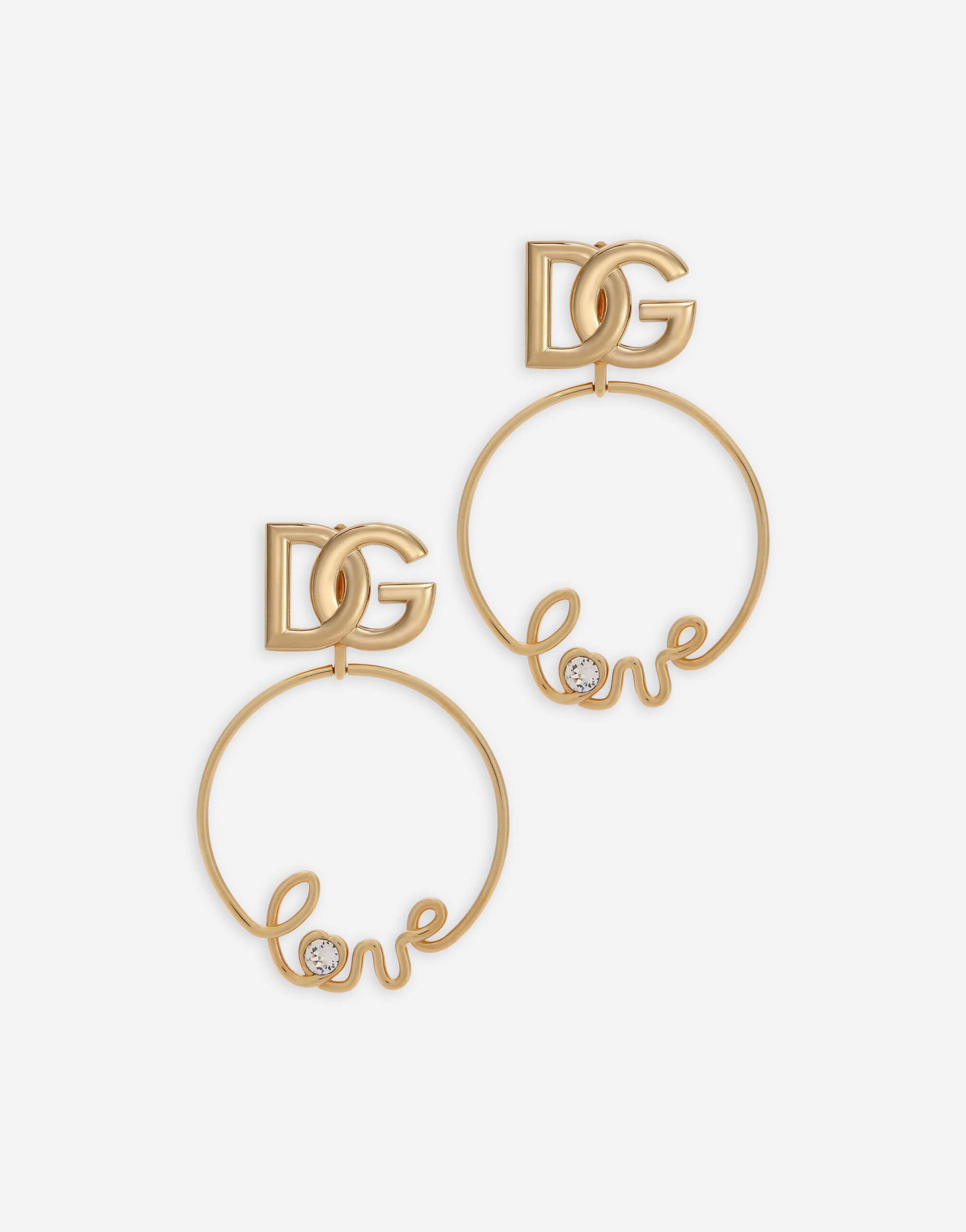 Clip on love earrings with DG logo in Gold for Dolce Gabbana US