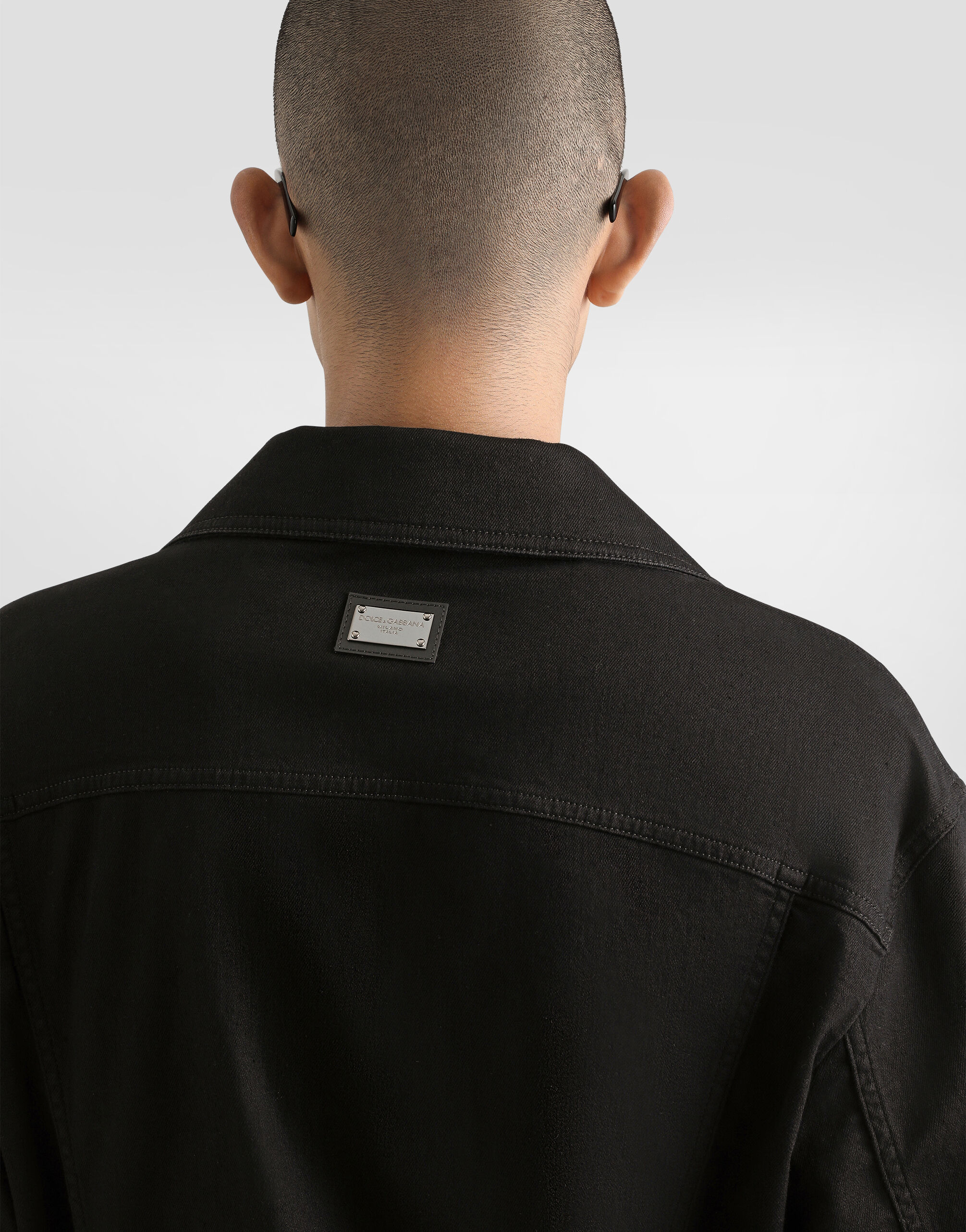 Black denim jacket stretch discount