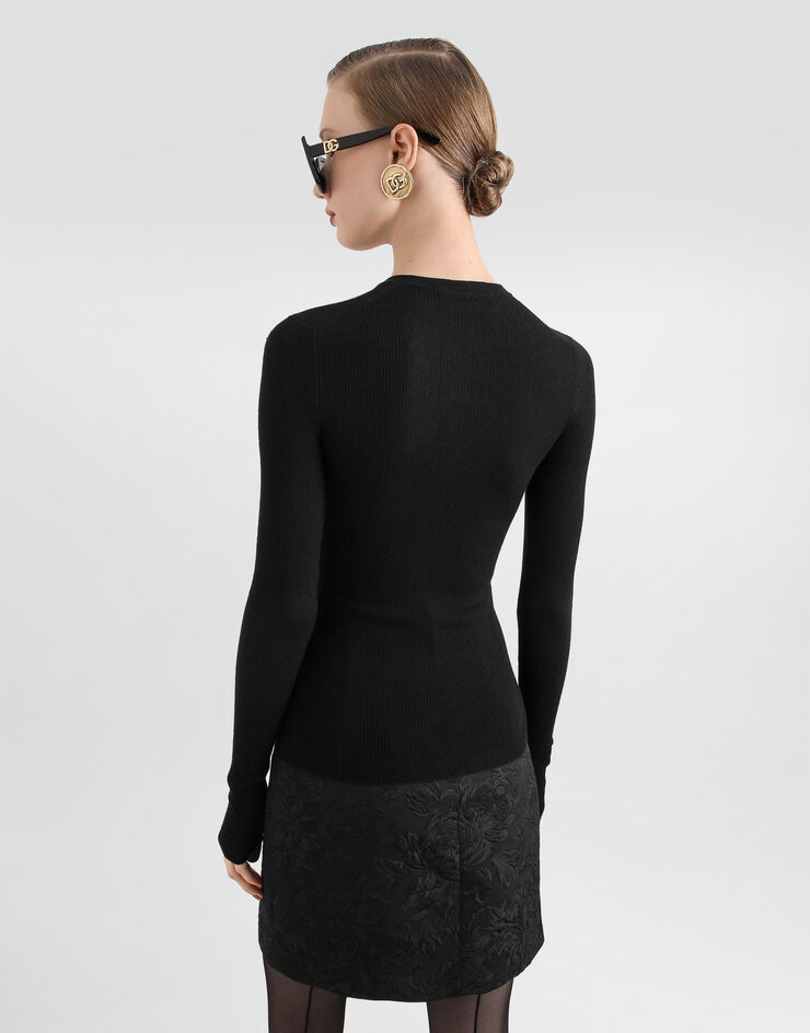 Dolce & Gabbana Ribbed cashmere cardigan Black FXVF5TJBW25