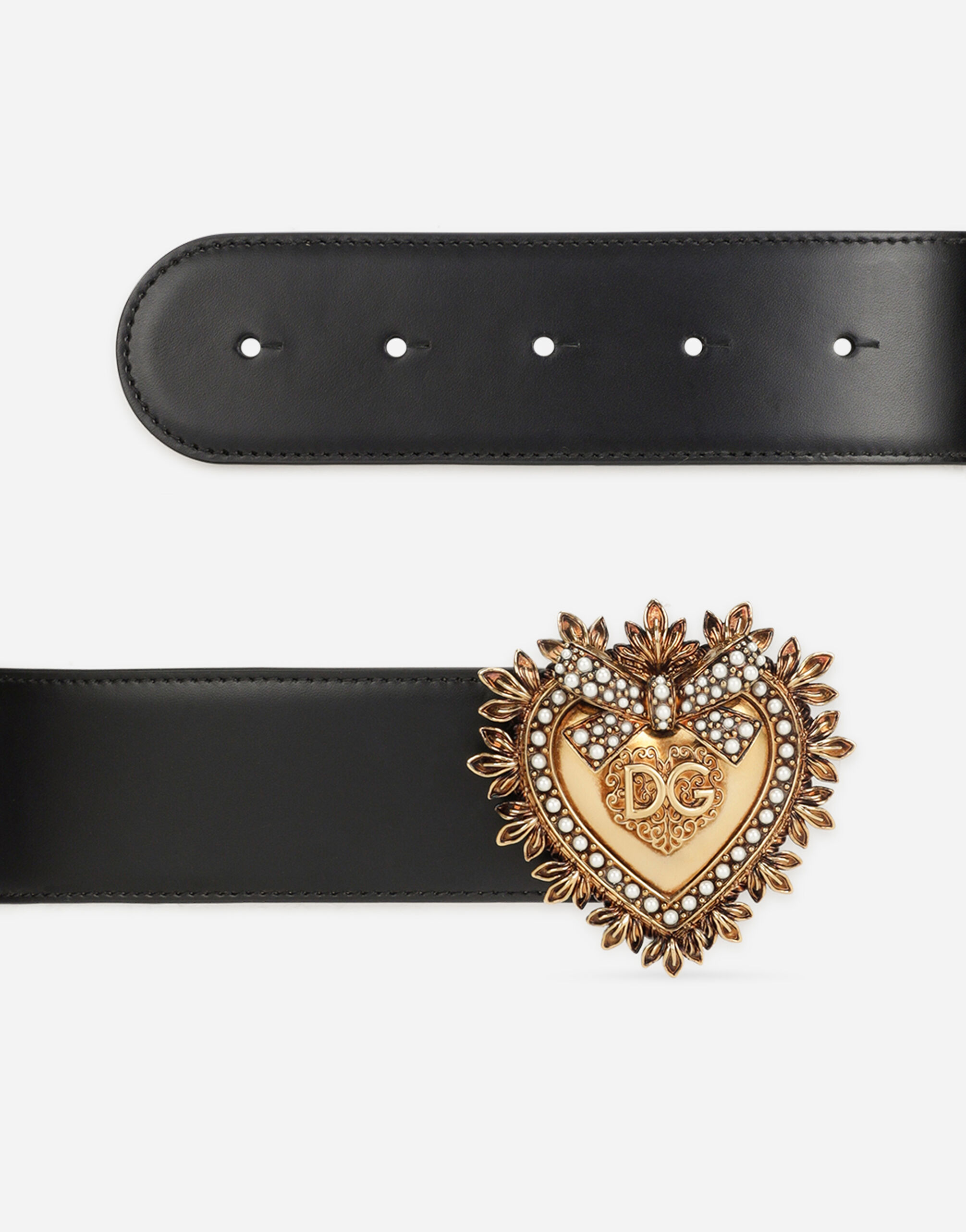 Devotion belt in lux leather in BLACK for for Women Dolce Gabbana