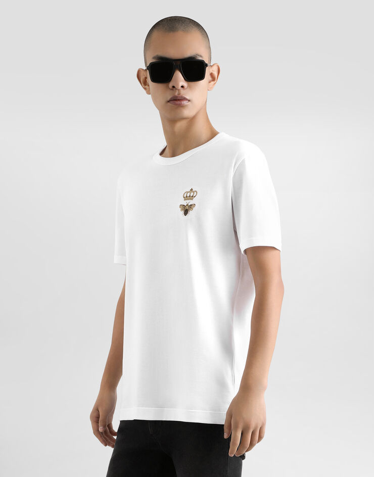Dolce & Gabbana Camiseta de algodón con bordado Blanc G8PV1ZG7WUQ