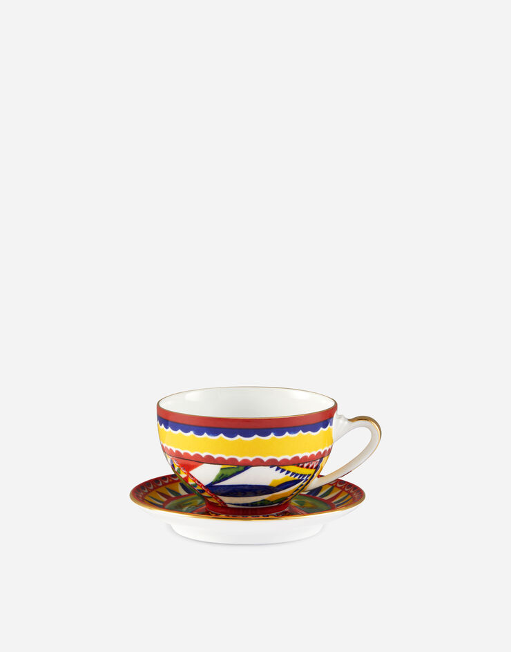 Dolce & Gabbana Taza de té con platillo de porcelana Multicolor TC0102TCA22