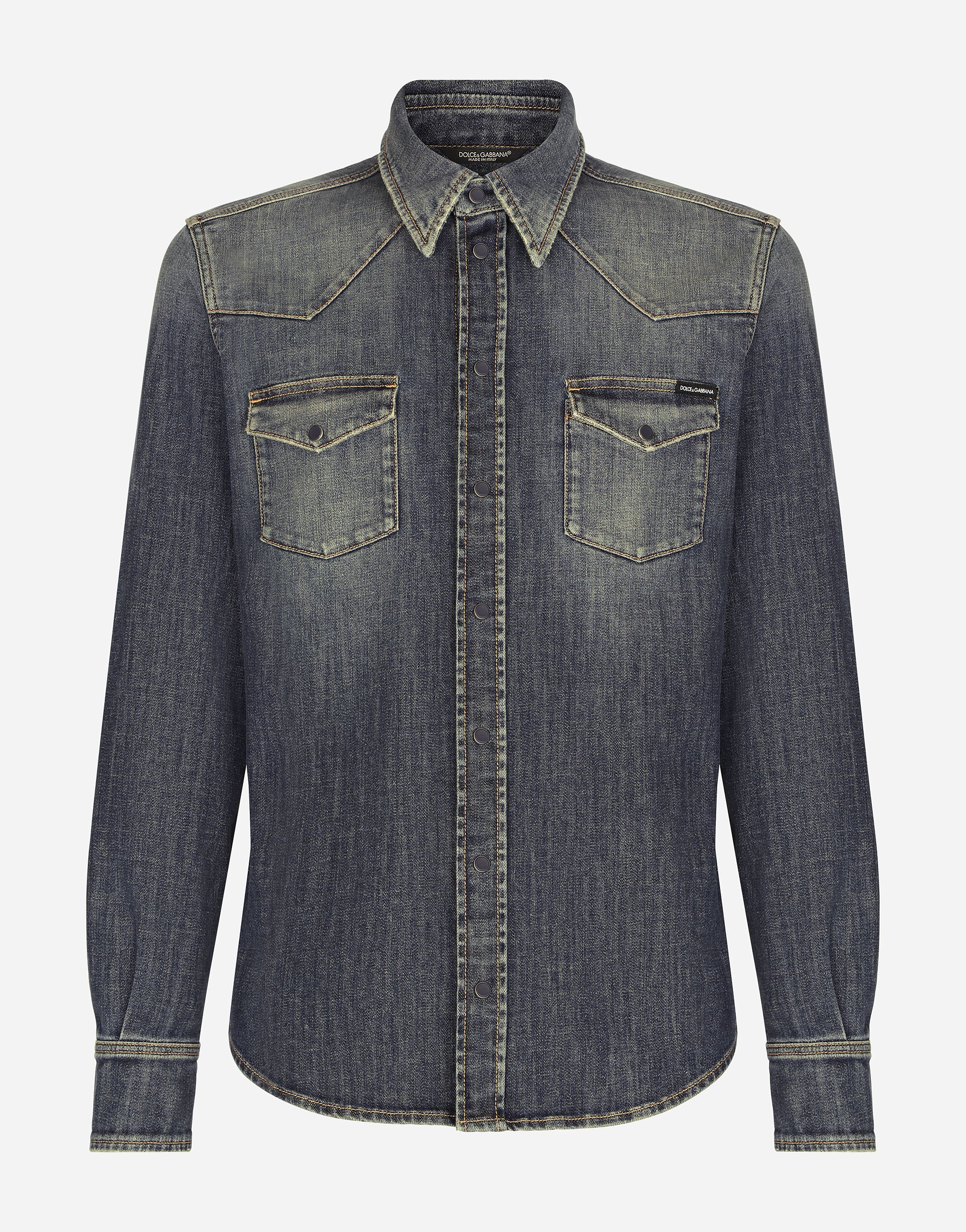 Light blue wash stretch denim shirt in Multicolor for Men Dolce Gabbana
