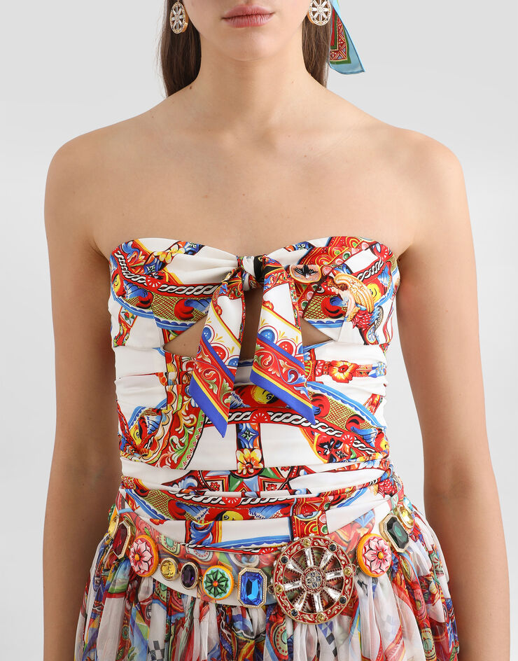 Dolce & Gabbana Carretto-print charmeuse top Multicolor F7BR9TIS136