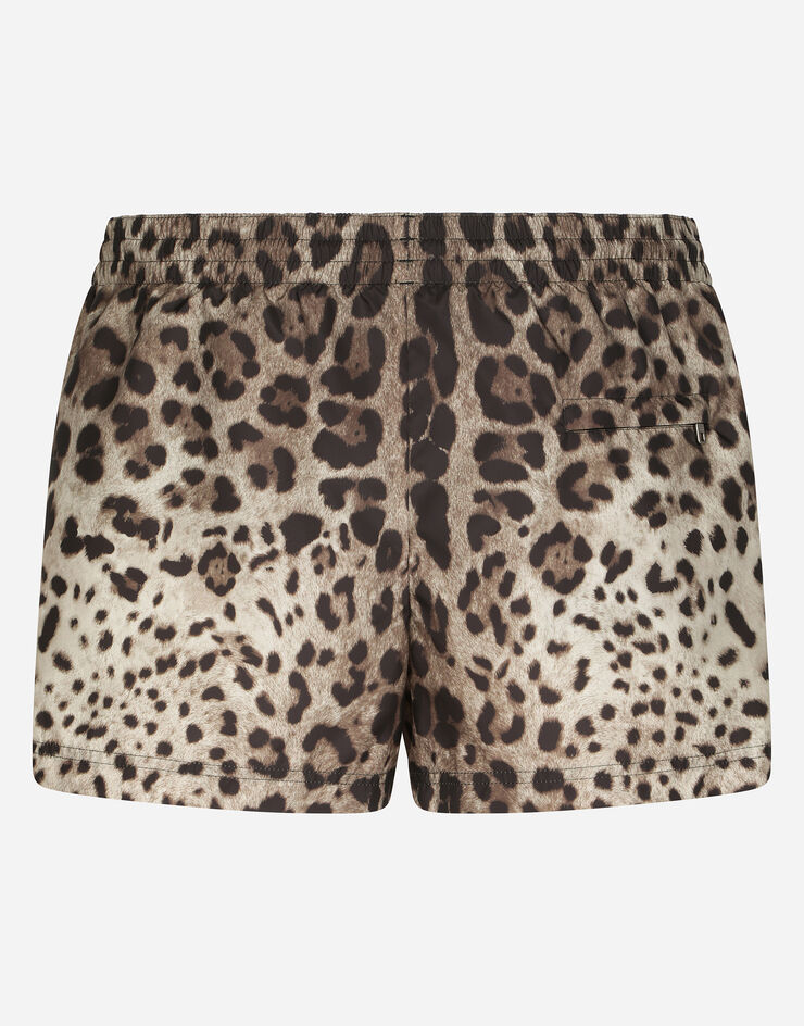 Dolce & Gabbana Short swim trunks with leopard print Animal Print M4E46THSM7F