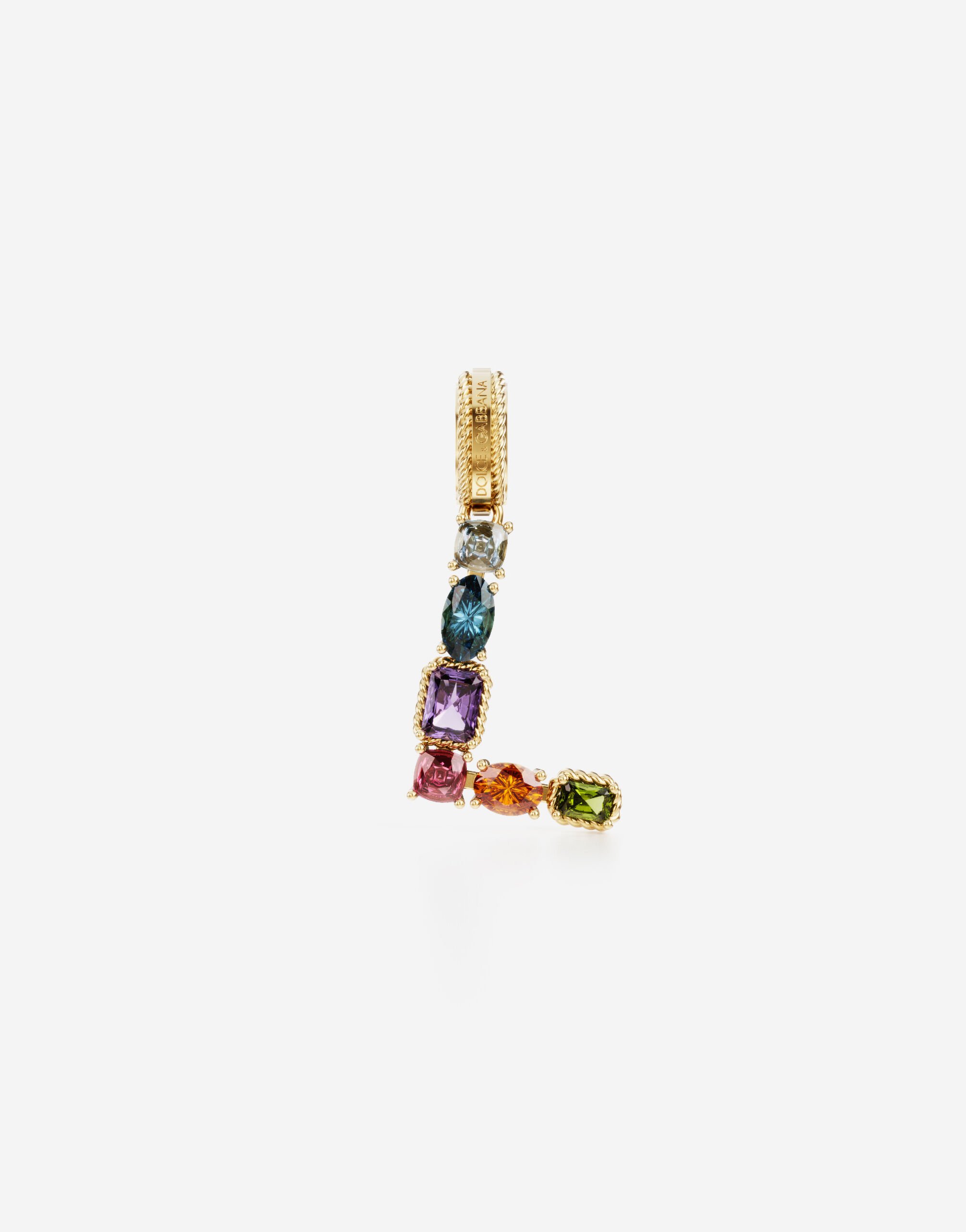 Dolce & Gabbana Rainbow alphabet L 18 kt yellow gold charm with multicolor fine gems Yellow Gold WELD2GWDPY1
