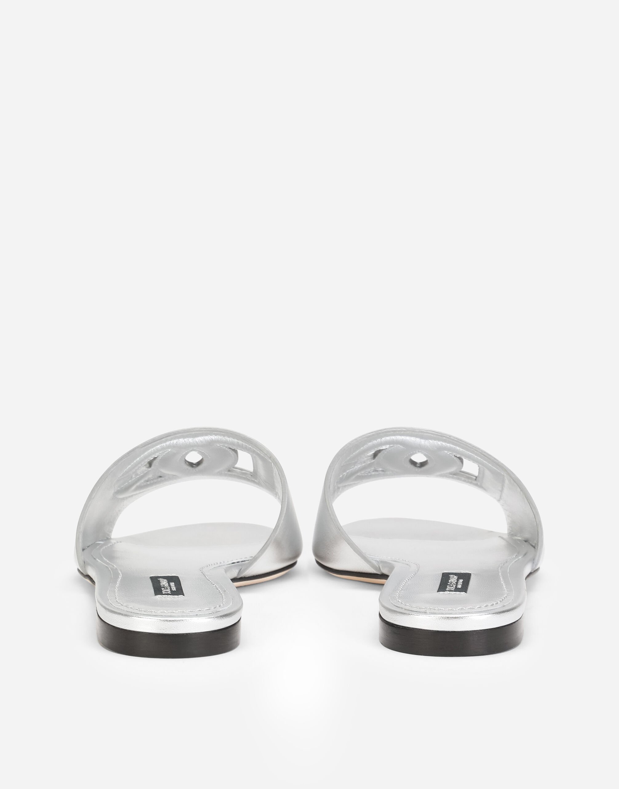 Nappa mordore slides with DG Millennials logo in Silver for