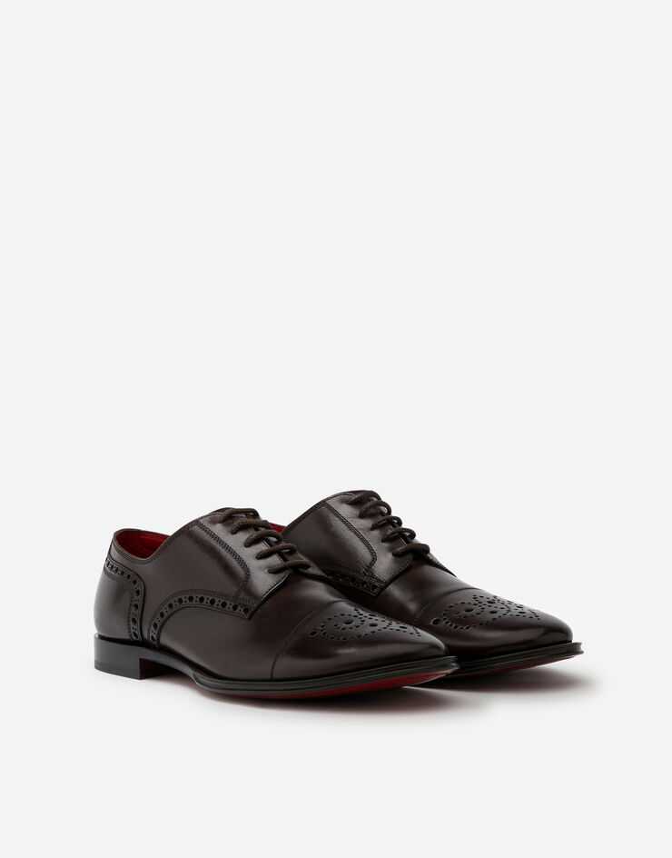 Dolce & Gabbana Full brogue derby in michelangelo calfskin BRAUN/ROT A10553AX129