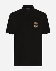 Dolce & Gabbana Cotton piqué polo-shirt with embroidery Black VG4390VP187