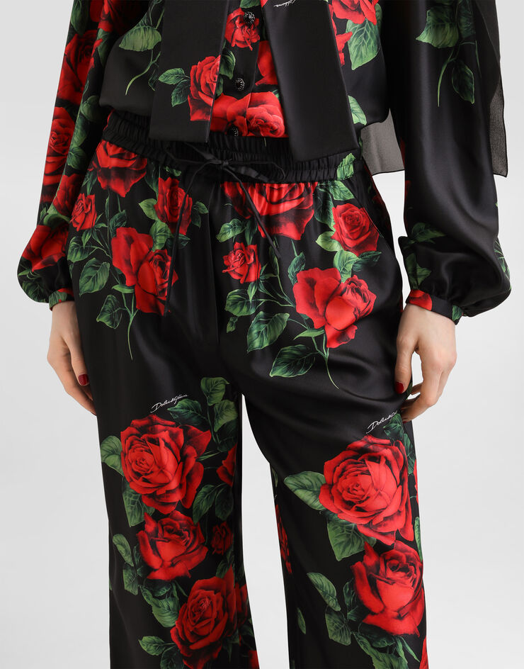 Dolce & Gabbana Rose-print vanity silk trousers Dolce & Gabbana Rose-print vanity silk trousers Multicolor FTDNCTIS137