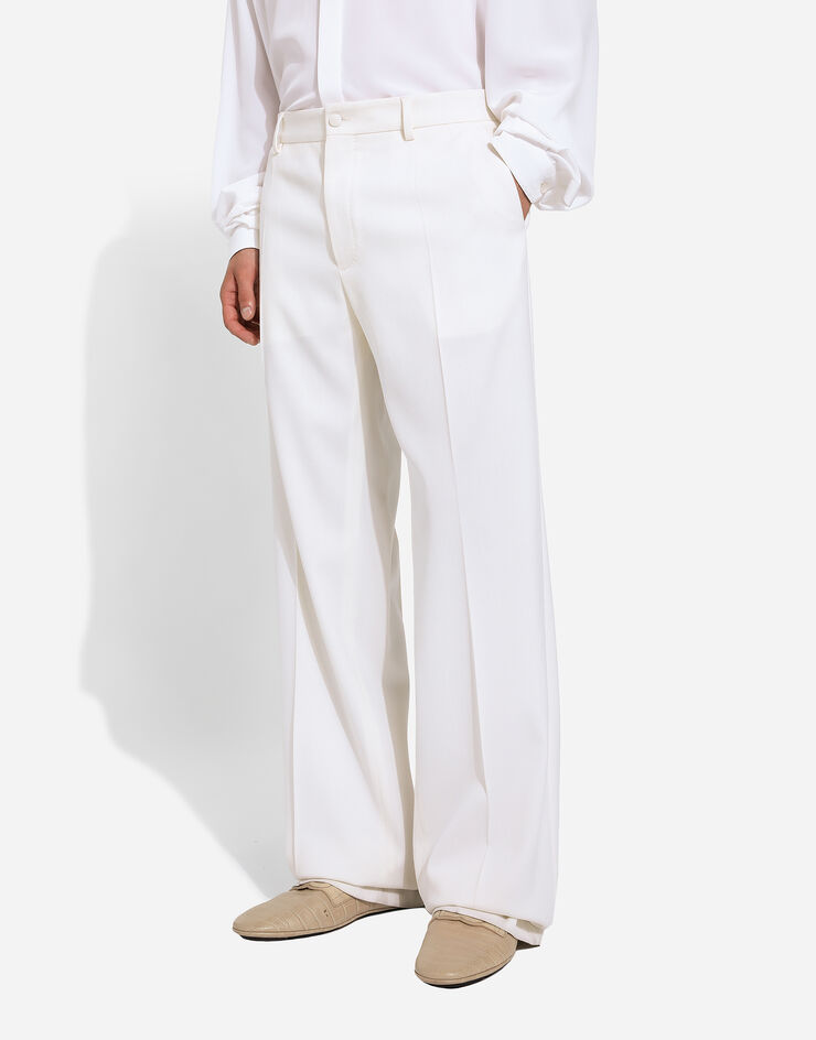 Dolce & Gabbana Stretch wool straight-leg pants White GYZMHTFUBGG