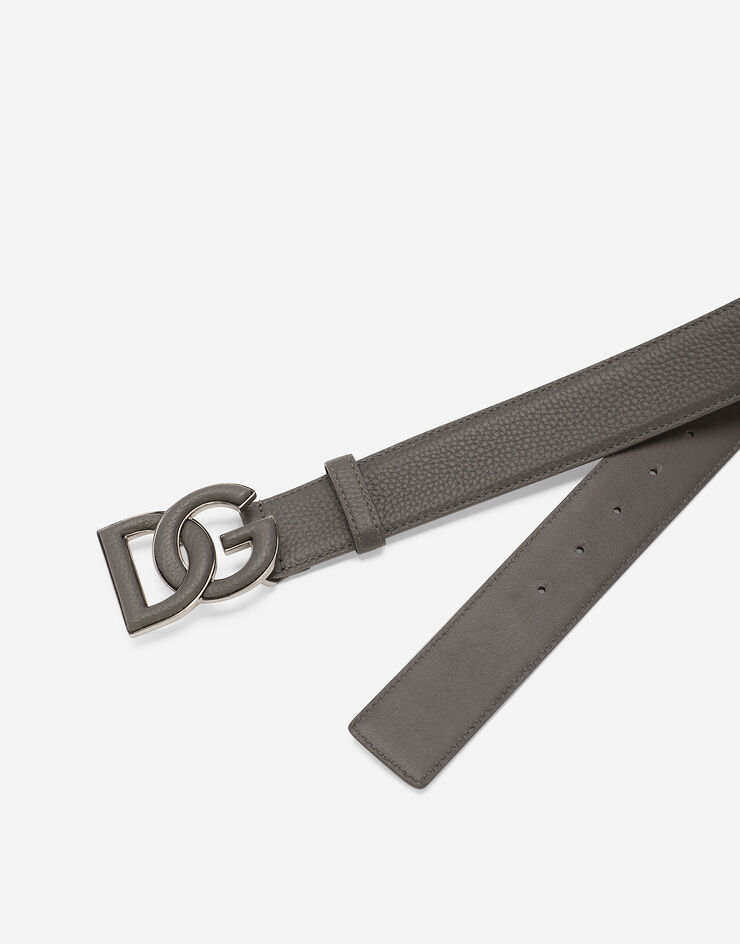 Dolce & Gabbana Deerskin-print calfskin belt with logo print Grey BC4675AT489