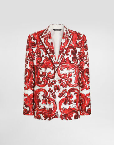 Dolce & Gabbana Sicilia light single-breasted jacket in majolica-print jacquard Multicolor G2WN5TFPTBC
