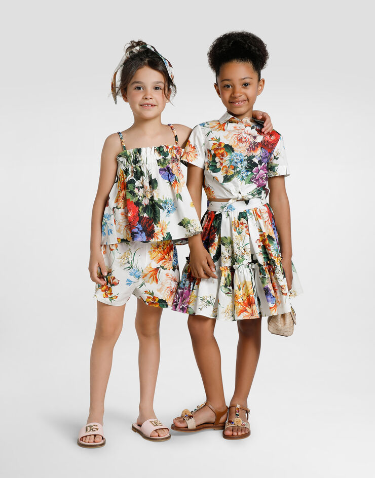 Dolce & Gabbana طقم شورت وتوب بوبلين بطبعة زهور مطبعة L51U10HS5TV