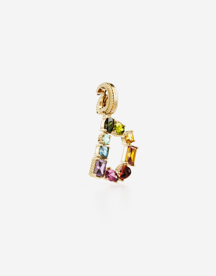 Dolce & Gabbana Charm D Rainbow alphabet in oro giallo 18kt con gemme multicolore Oro WANR2GWMIXD