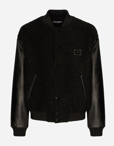 Dolce & Gabbana Wool bouclé and faux leather jacket Black G9PB9LFUL89