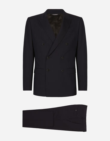 Dolce & Gabbana Double-breasted stretch wool Martini-fit suit Blue GK7SMTFUBFT