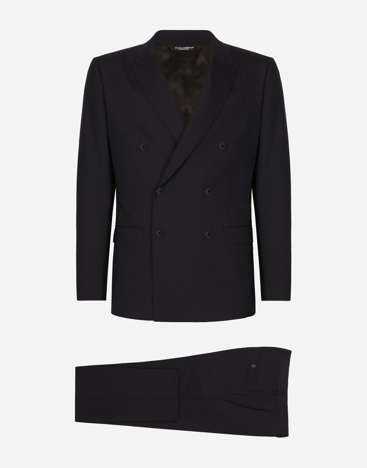 Dolce & Gabbana Double-breasted stretch wool Martini-fit suit Blue GK7SMTFUBFT