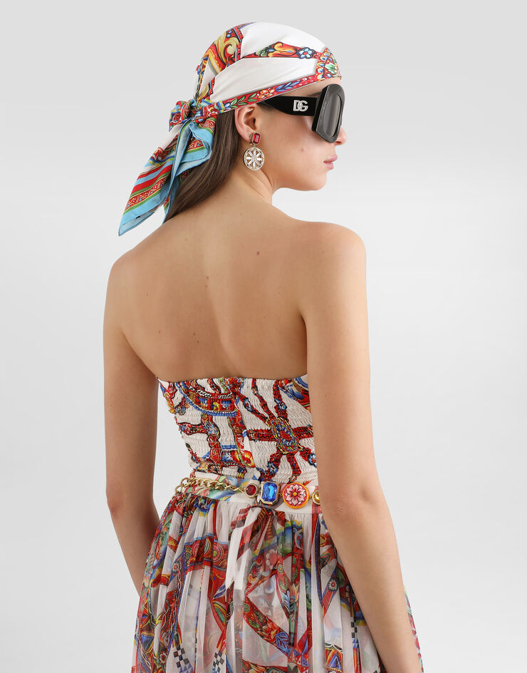 Dolce & Gabbana Carretto-print charmeuse top Multicolor F7BR9TIS136