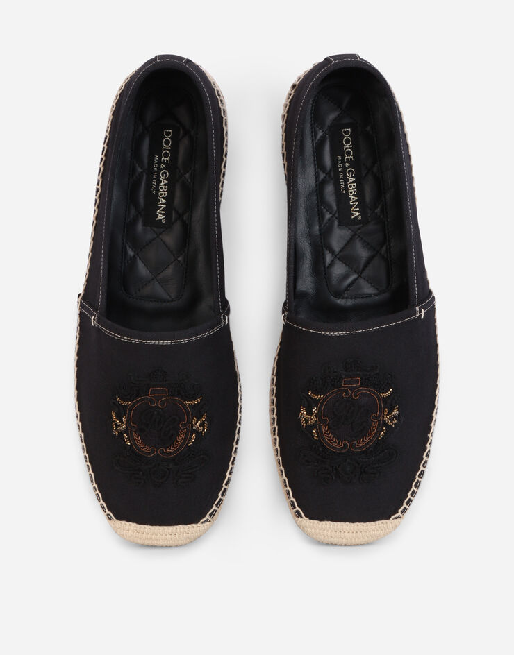 Dolce & Gabbana Canvas espadrilles with coat of arms embroidery Black A50445AO298