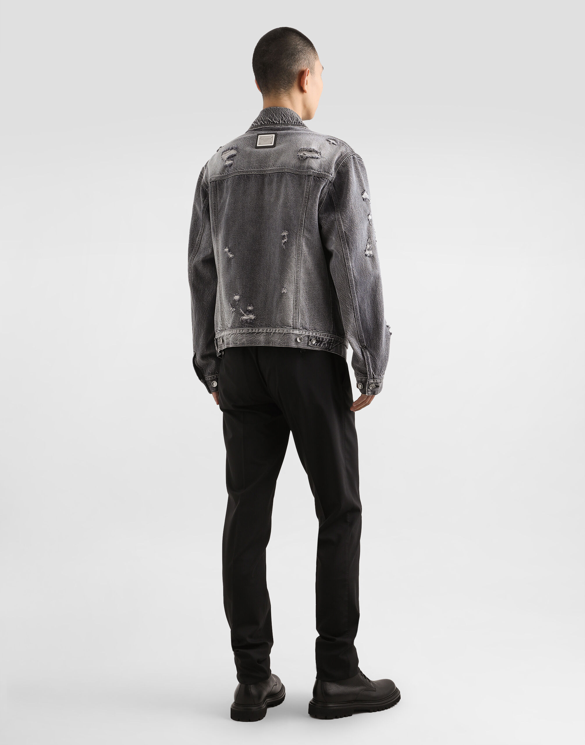 DOLCE & GABBANA コットンジャケット Dolce & Gabbana Blue Washed Cotton Stretch Denim Men Jacket