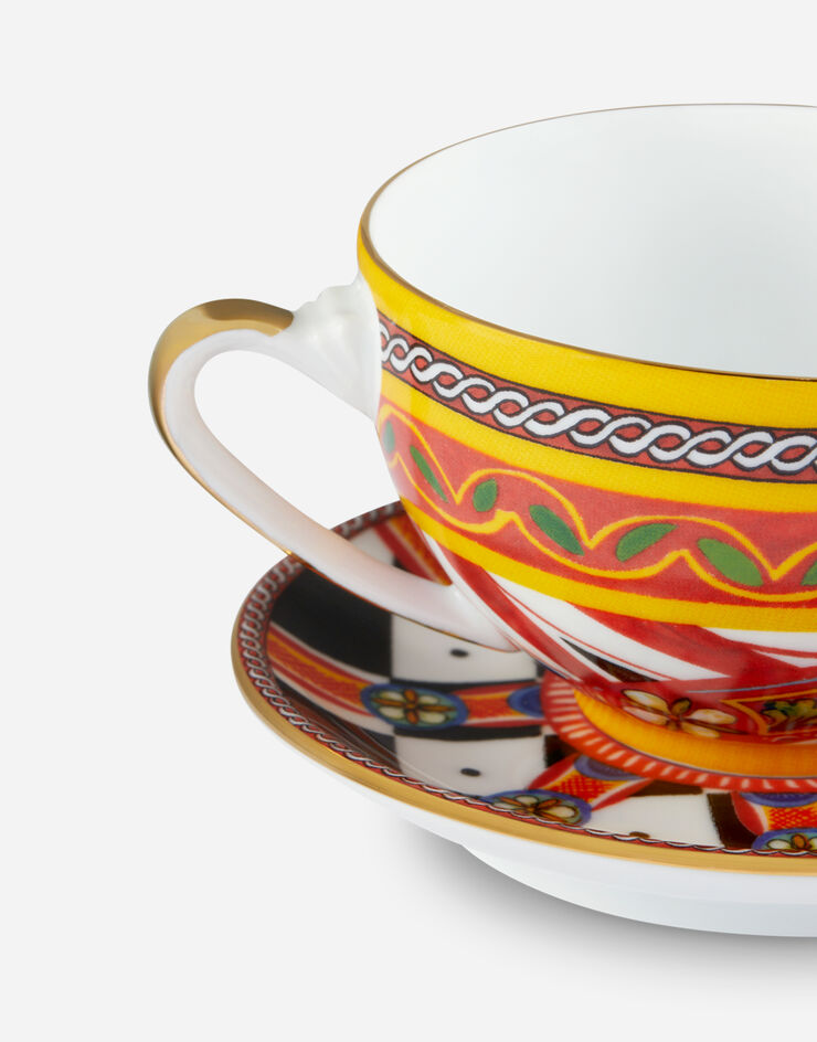 Dolce & Gabbana Tasse à Thé avec Soucoupe en Porcelaine Multicolore TC0102TCA13