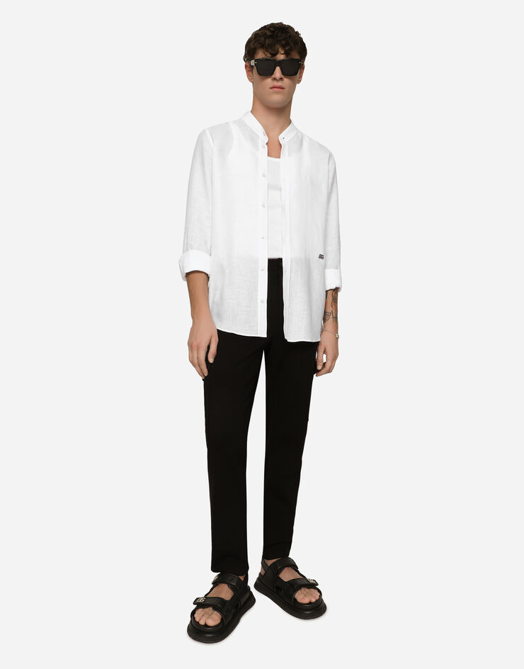 Dolce & Gabbana Camisa Martini de lino con DG Hardware Blanco G5KC5TFU4IK