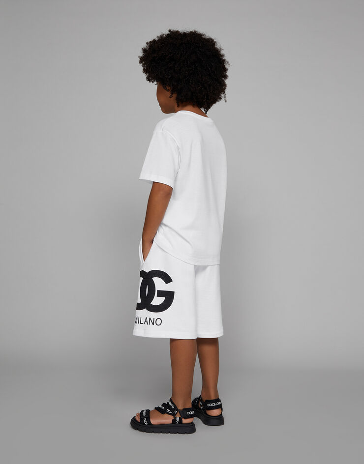 Dolce & Gabbana Jersey T-shirt with DG logo print Weiss L4JTEYG7L4M