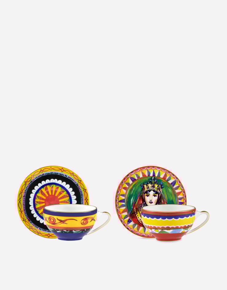 Dolce & Gabbana Gift Box With 2 Porcelain Espresso Cups With Saucers Multicolor TC0S19TCM08