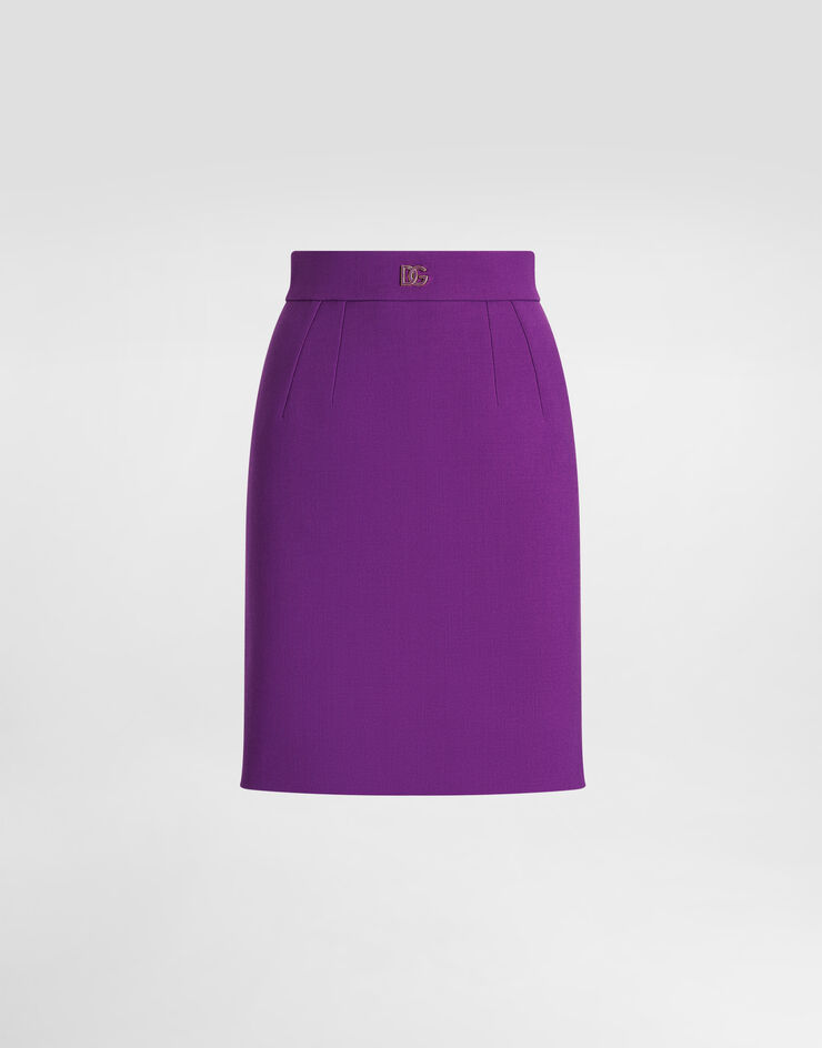 Dolce & Gabbana Falda corta de crepé de lana Violeta F4CS5TFU2L8