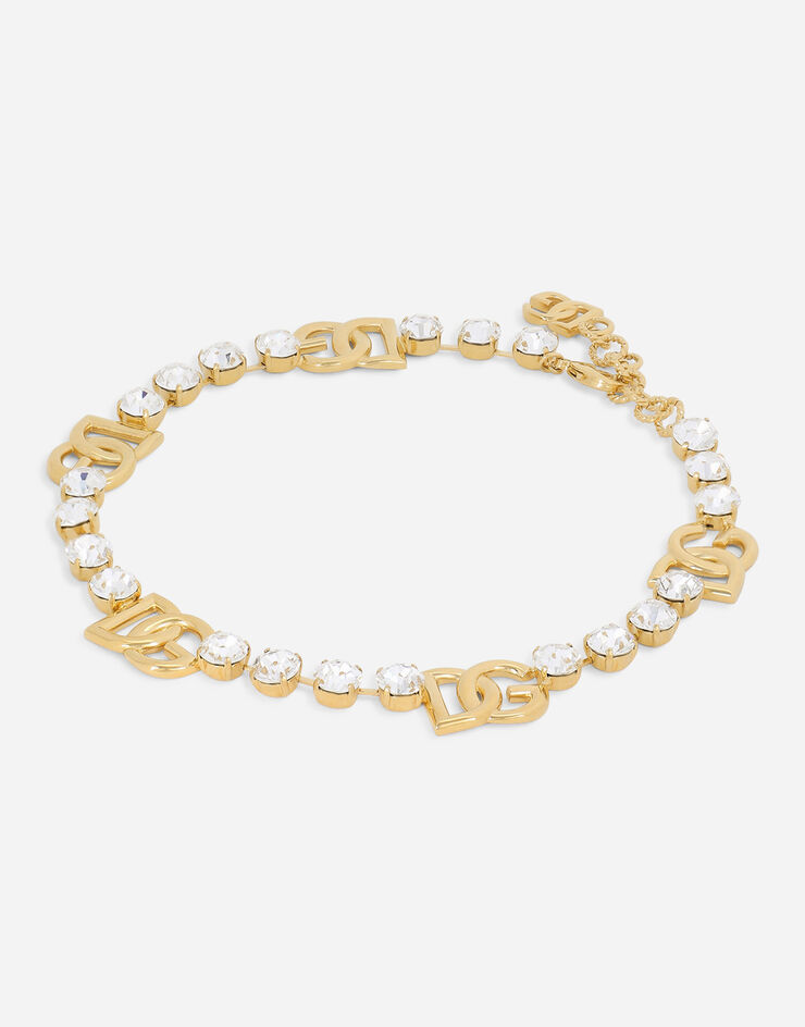 Dolce & Gabbana Halskette aus Strasssteinen mit DG-Logo Gold WNO4S7W1111