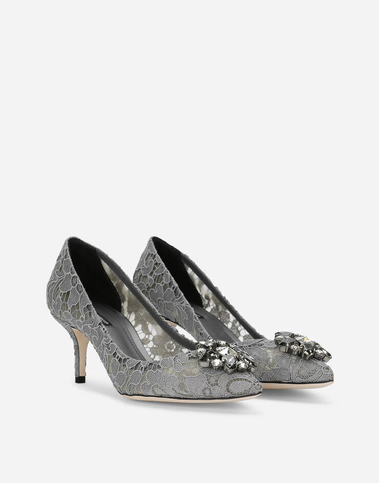 Dolce & Gabbana Zapatos escotados de encaje Taormina con cristales Gris CD0066AL198
