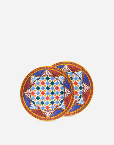 Dolce & Gabbana Set 2 Porcelain Bread Plates Multicolor TC0S02TCA88