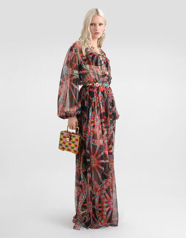 Dolce & Gabbana Carretto-print chiffon long dress Dolce & Gabbana Carretto-print chiffon long dress Multicolor F615QTIS13V