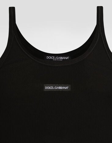 Dolce & Gabbana Cotton tank top with print Black G8PA8TG7P3I
