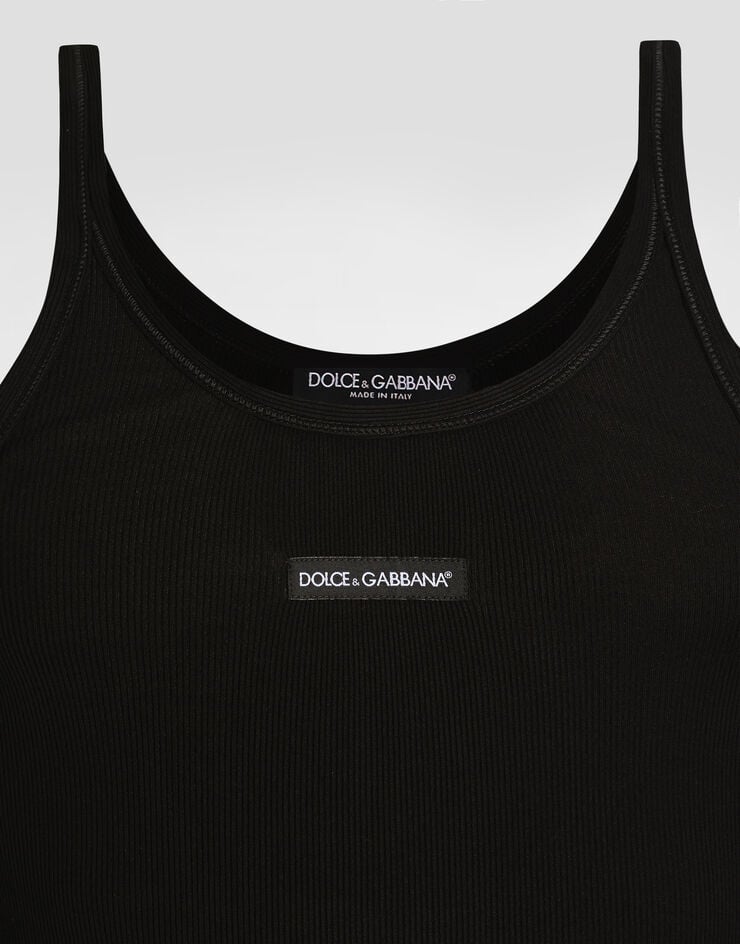 Dolce & Gabbana Camiseta sin mangas en algodón con estampado Black G8PA8TG7P3I