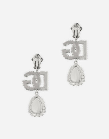 Dolce&Gabbana Drop earrings with rhinestone-detailed logo and pendant Silver WEP6S7W1111