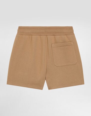 Dolce & Gabbana Fleece shorts with DG patch Beige L4JQU6G7PRO