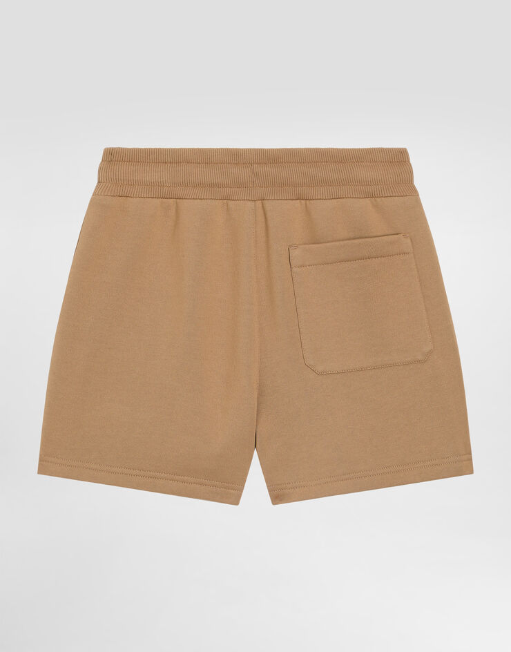 Dolce & Gabbana Fleece shorts with DG patch Beige L4JQU6G7PRO