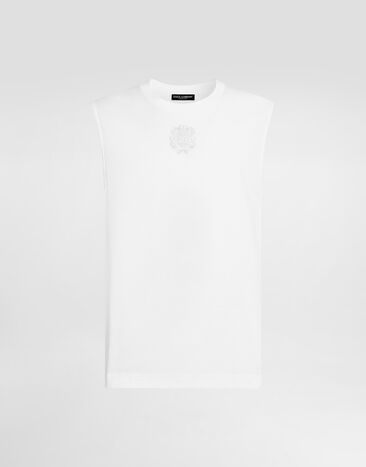Dolce & Gabbana Cotton tank top with patch White G8SW2ZG7QNN