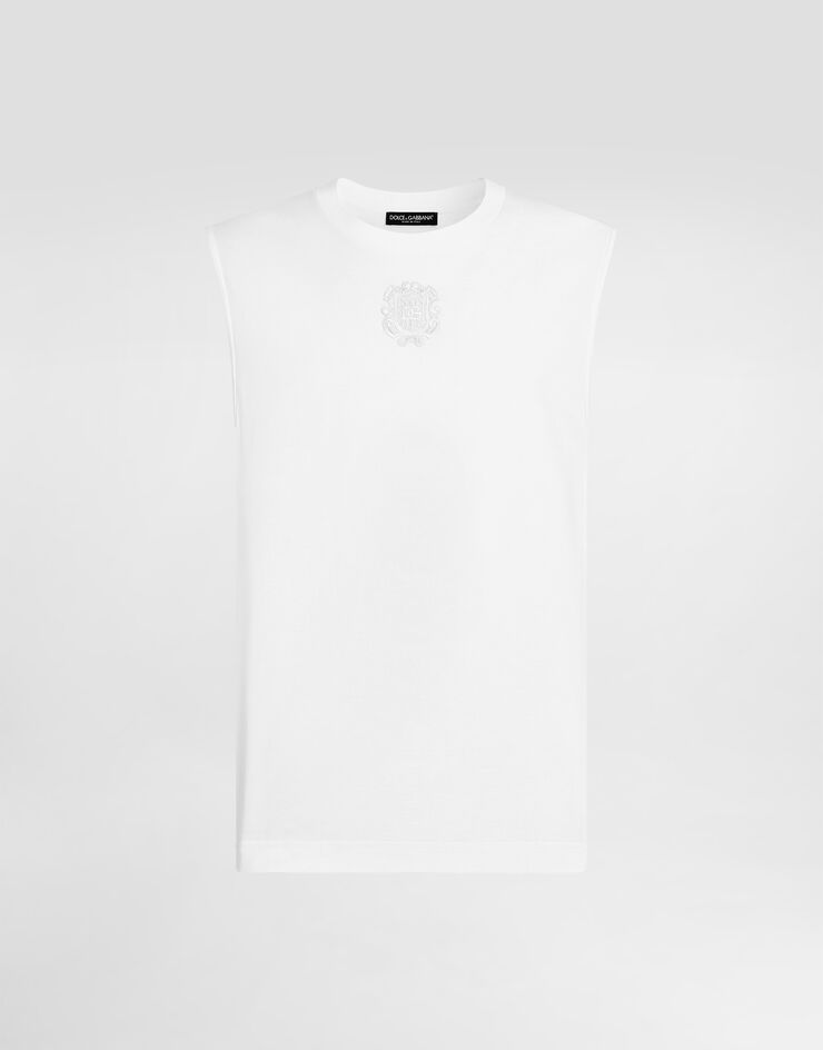Dolce & Gabbana Cotton tank top with patch White G8SW2ZG7QNN