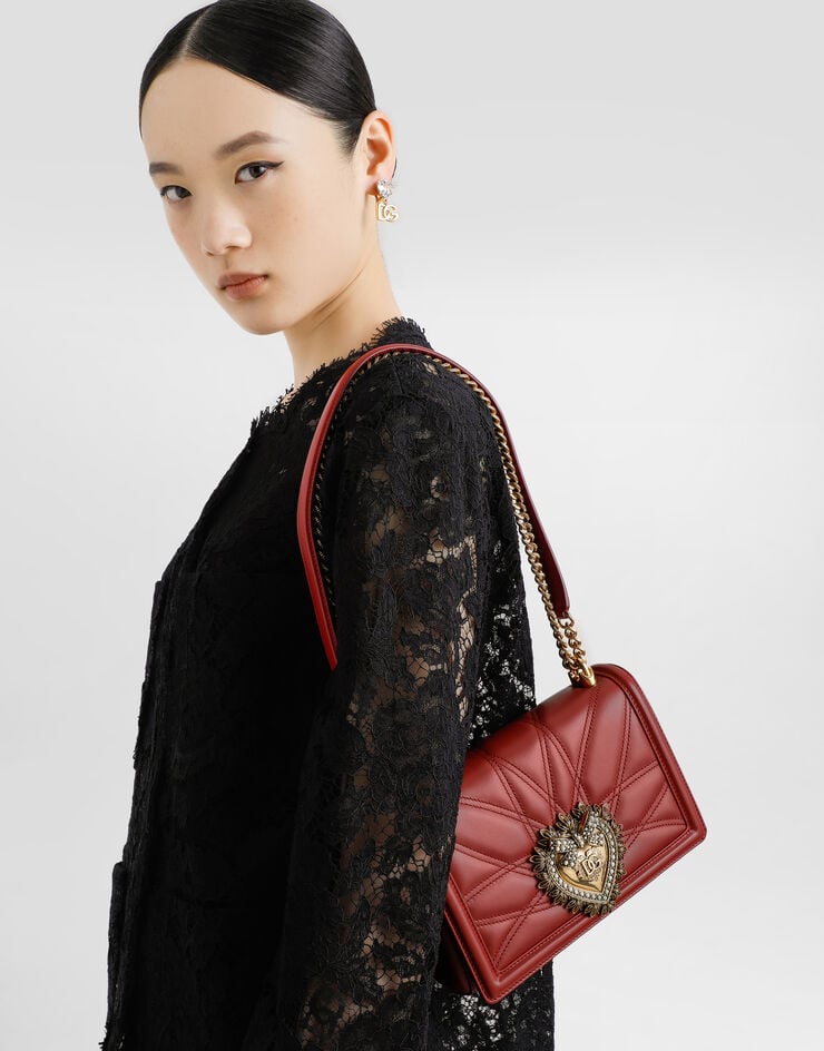 Dolce & Gabbana Medium Devotion bag in quilted nappa leather Red BB7158AW437