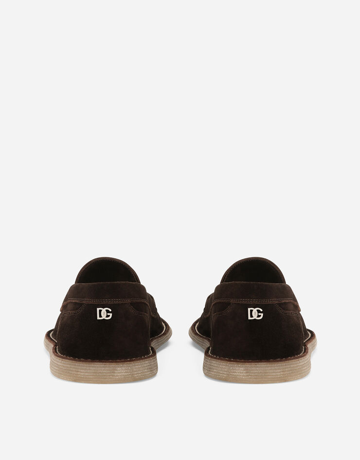 Dolce & Gabbana حذاء لوفر من جلد سويدي بني A50593AS707