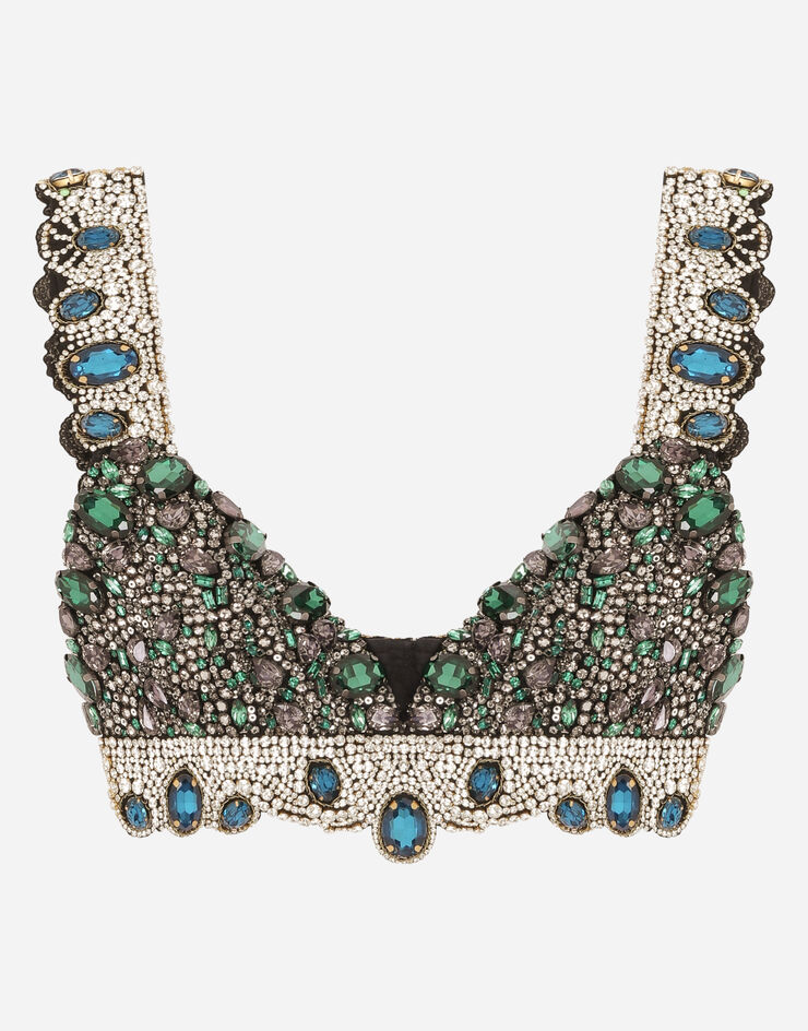 Dolce & Gabbana Top aus Jacquard mit Stickereien Mehrfarbig F790HZGDANY