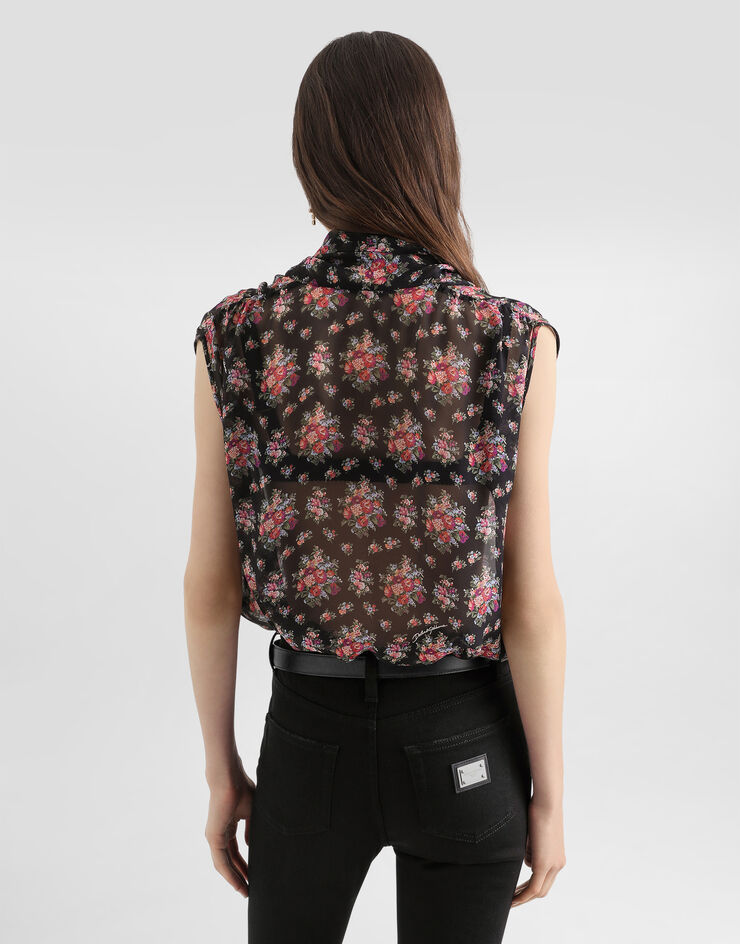 Dolce & Gabbana Small flower bouquet-print chiffon top Multicolor F7BJ8TIS10F