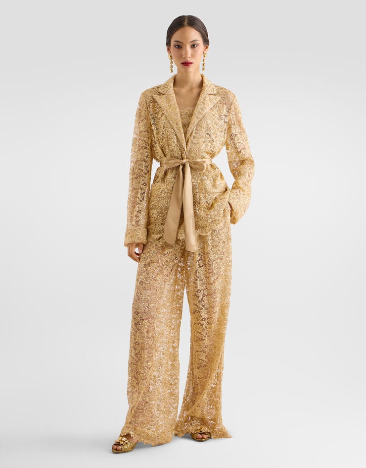 Dolce & Gabbana Lamé lace trousers Gold FTC1YTILMFJ