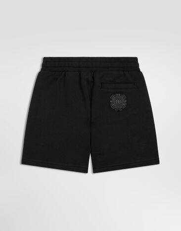 Dolce & Gabbana Bermudas en felpa con parche Black L4JQXVG7QK2