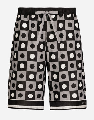 Dolce & Gabbana Printed linen jogging shorts Black GR053EG0U05