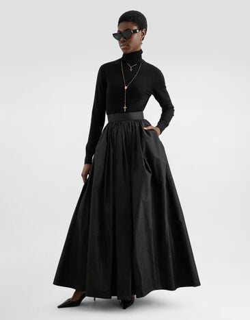 Dolce & Gabbana Long taffeta circle skirt Black F4CY4TFU1TH